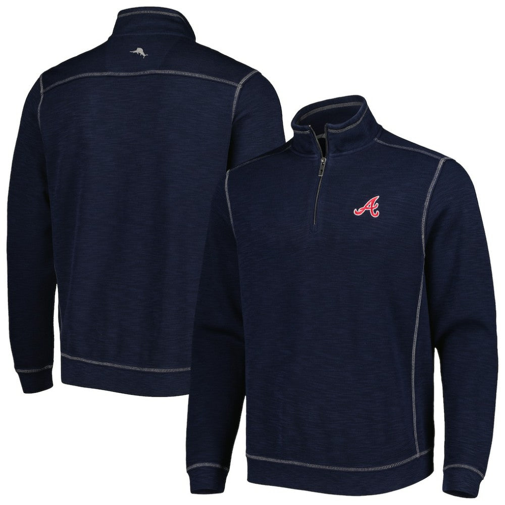 Atlanta Braves Tommy Bahama Tobago Bay Tri-Blend Quarter-Zip Sweatshirt Outlet