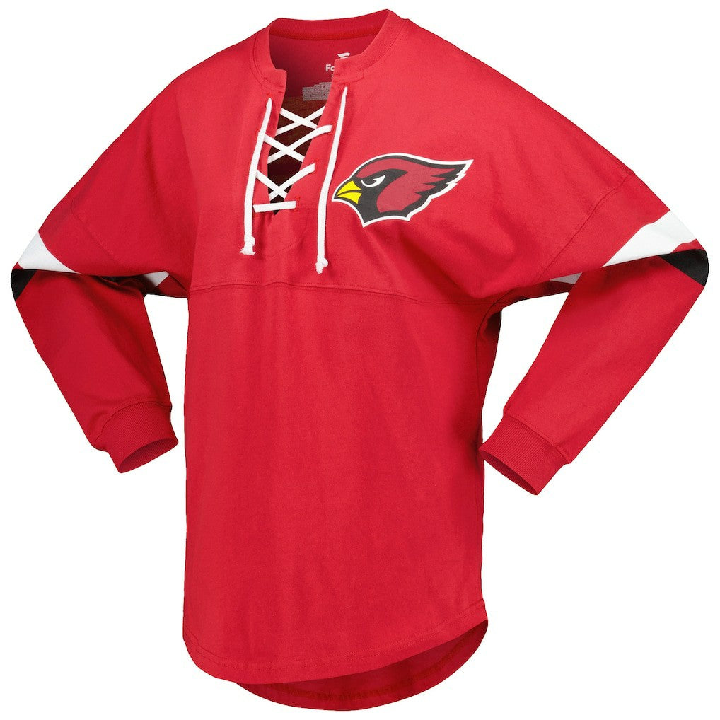 Arizona Cardinals Women's Spirit Jersey Lace-Up V-Neck Long Sleeve T-Shirt - Cardinal - Fanatics