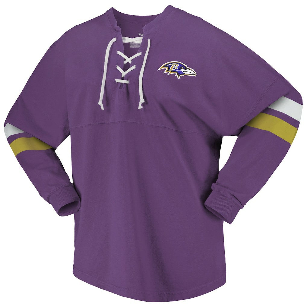 Baltimore Ravens Women's Spirit Jersey Lace-Up V-Neck Long Sleeve T-Shirt - Purple - Fanatics