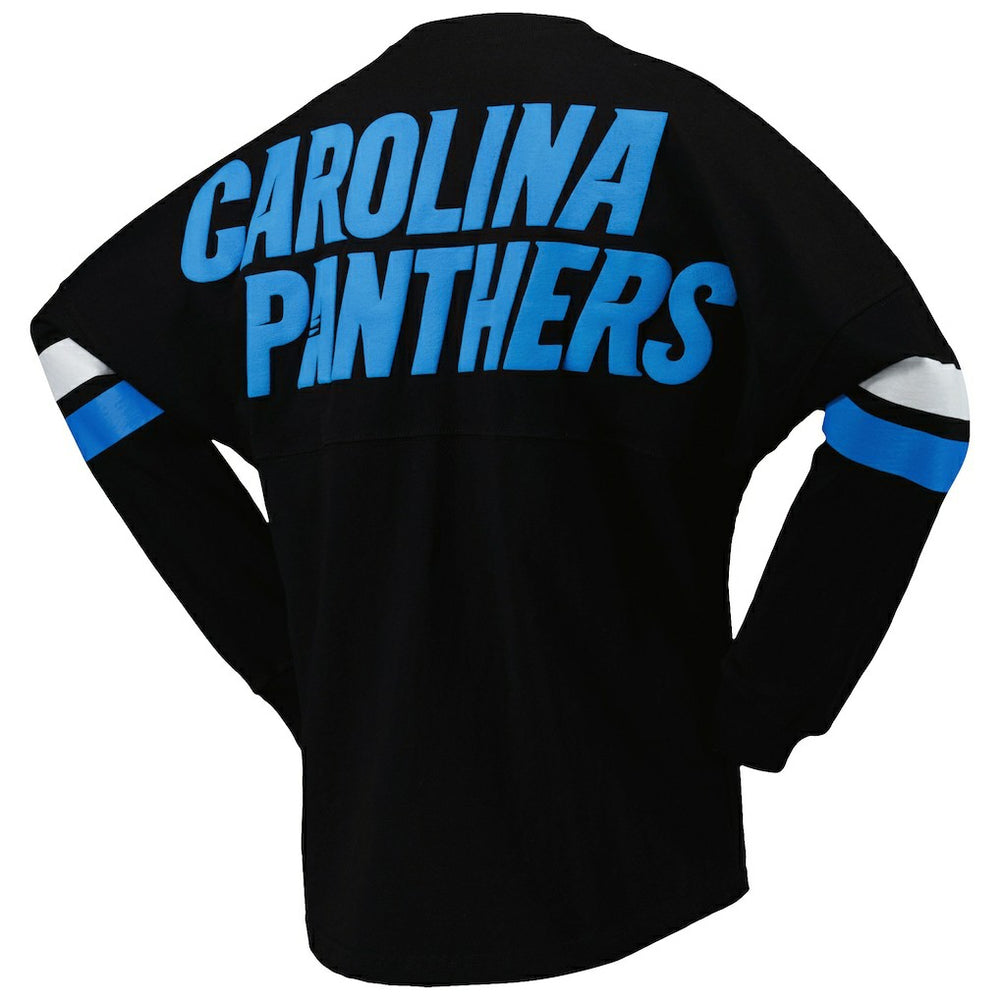 Carolina Panthers Women's Spirit Jersey Lace-Up V-Neck Long Sleeve T-Shirt - Black - Fanatics