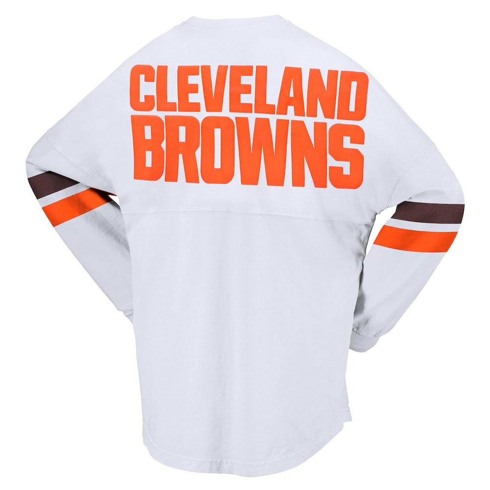 Cleveland Browns Women's Spirit Jersey Lace-Up V-Neck Long Sleeve T-Shirt - White - Fanatics