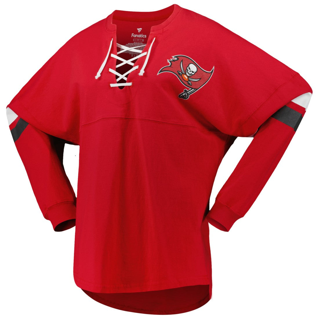 Tampa Bay Buccaneers Women's Spirit Jersey Lace-Up V-Neck Long Sleeve T-Shirt - Red - Fanatics