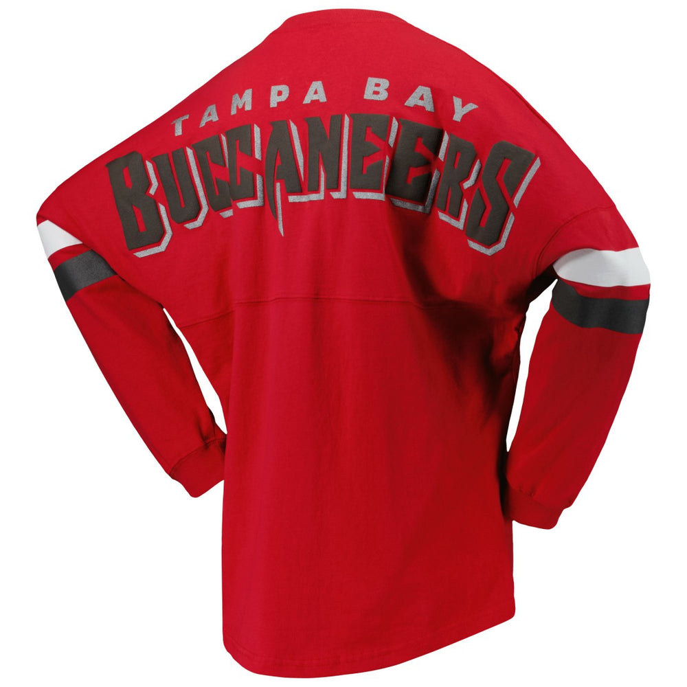 Tampa Bay Buccaneers Women's Spirit Jersey Lace-Up V-Neck Long Sleeve T-Shirt - Red - Fanatics