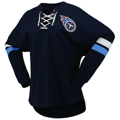 Tennessee Titans Women's Spirit Jersey Lace-Up V-Neck Long Sleeve T-Shirt - Navy - Fanatics