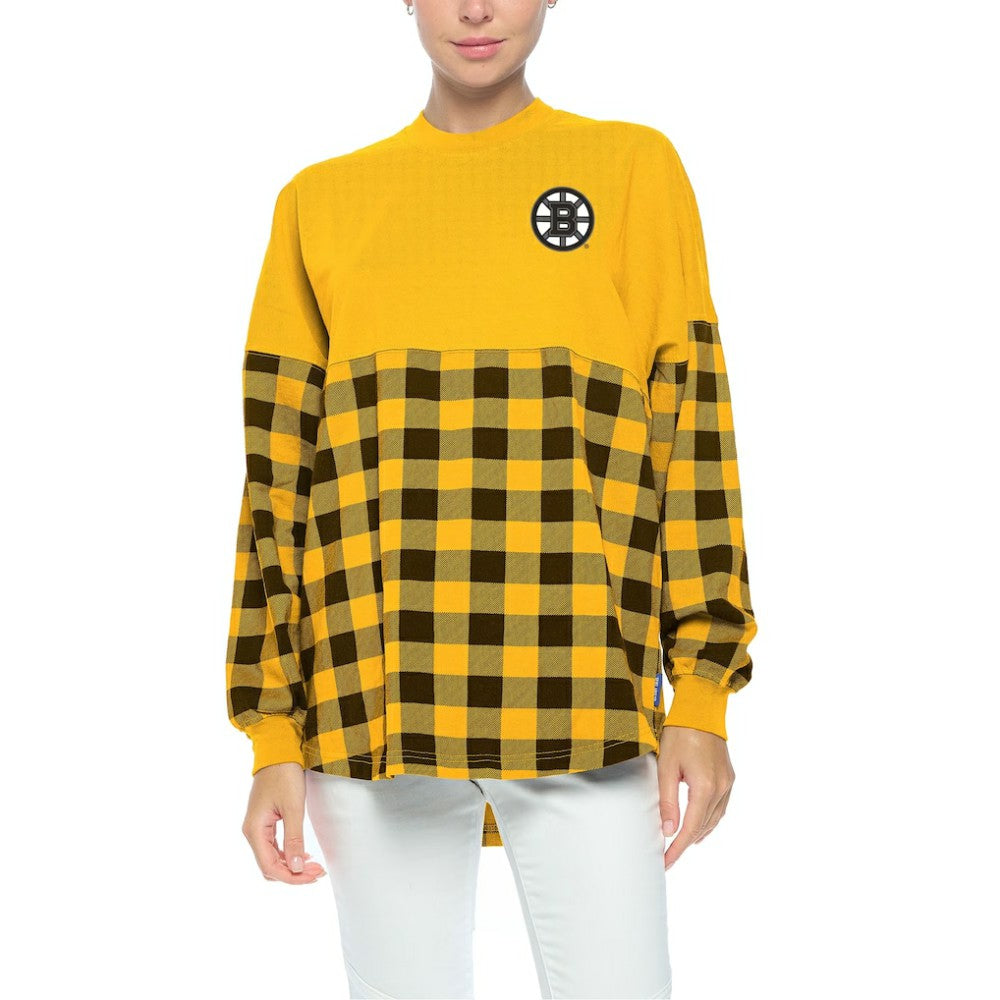 Boston Bruins Fanatics Women's Buffalo Check Long Sleeve T-Shirt - Gold | Fanatics sale