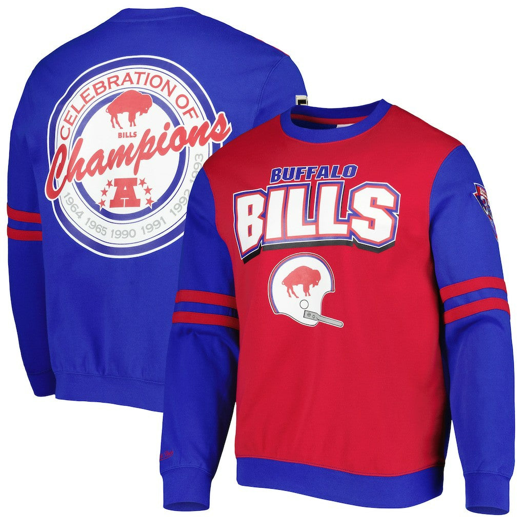 Buffalo Bills All Over 2.0 Pullover Sweatshirt - Red - Mitchell & Ness