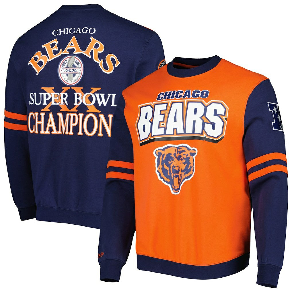 Chicago Bears All Over 2.0 Pullover Sweatshirt - Orange - Mitchell & Ness