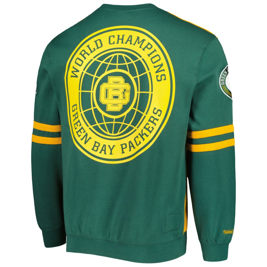 Green Bay Packers All Over 2.0 Pullover Sweatshirt - Gold - Mitchell & Ness