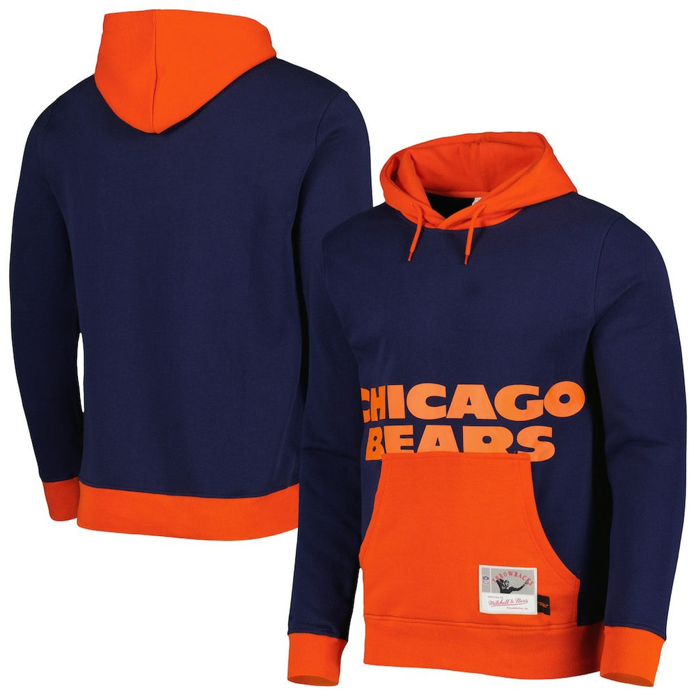 Chicago Bears Big Face 5.0 Pullover Hoodie - Navy - Mitchell & Ness