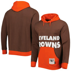 Cleveland Browns Big Face 5.0 Pullover Hoodie - Brown - Mitchell & Ness