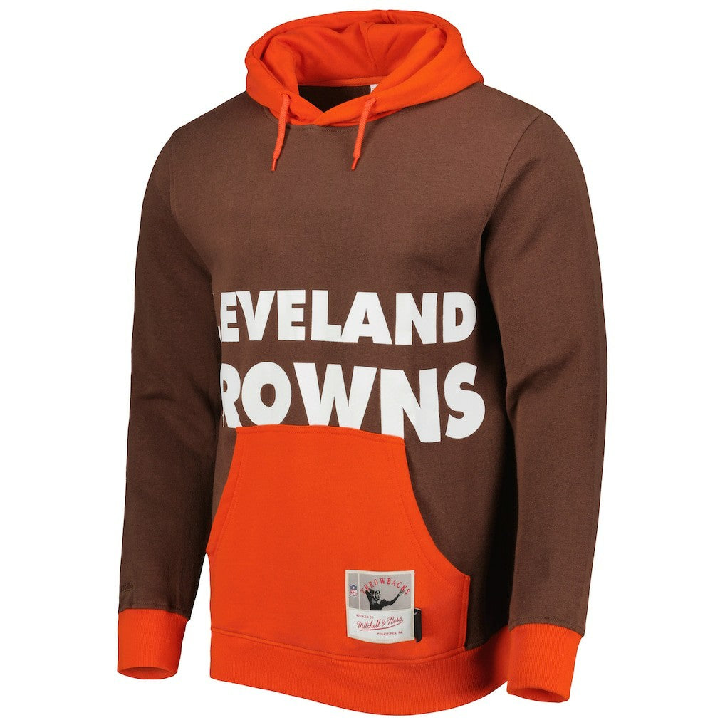 Cleveland Browns Big Face 5.0 Pullover Hoodie - Brown - Mitchell & Ness