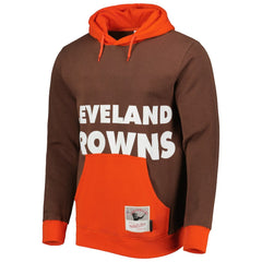 Cleveland Browns Big Face 5.0 Pullover Hoodie - Brown - Mitchell & Ness