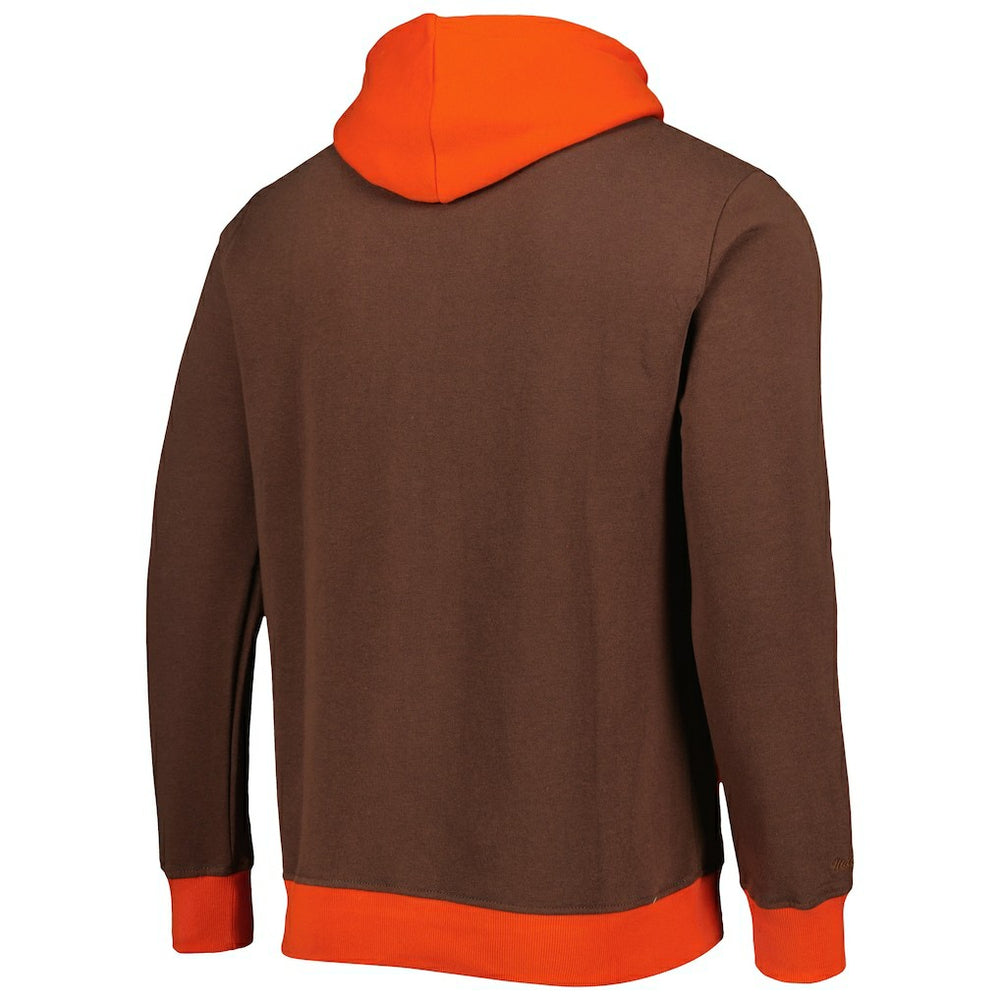 Cleveland Browns Big Face 5.0 Pullover Hoodie - Brown - Mitchell & Ness