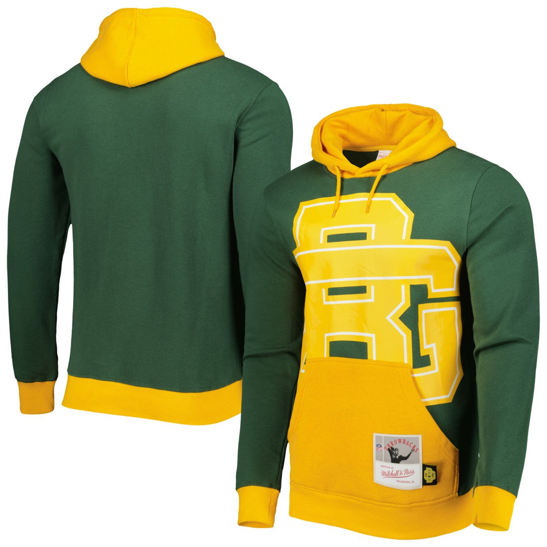 Green Bay Packers Big Face 5.0 Pullover Hoodie - Green - Mitchell & Ness