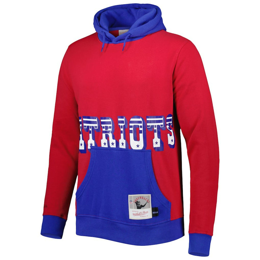 New England Patriots Big Face 5.0 Pullover Hoodie - Red - Mitchell & Ness
