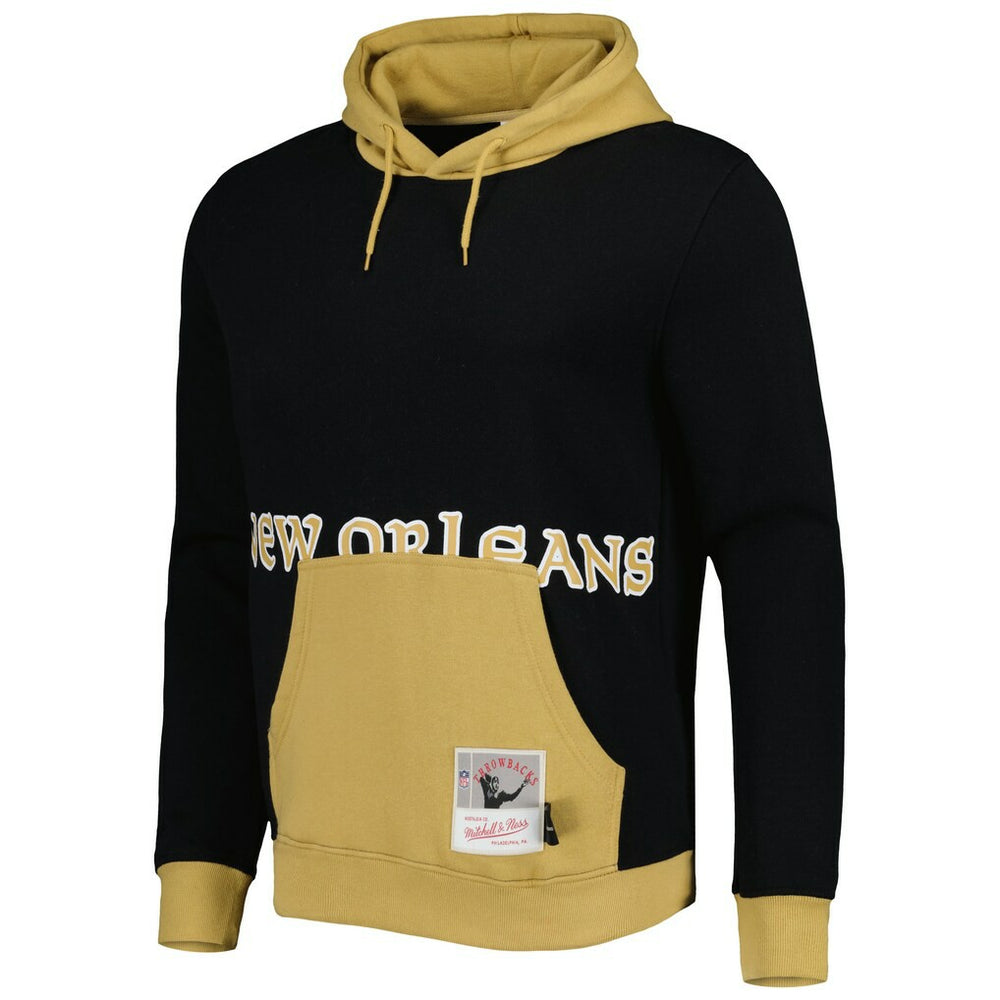 New Orleans Saints Big Face 5.0 Pullover Hoodie - Black - Mitchell & Ness