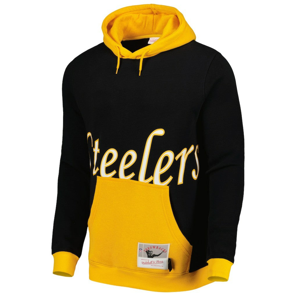 Pittsburgh Steelers Big Face 5.0 Pullover Hoodie - Black - Mitchell & Ness