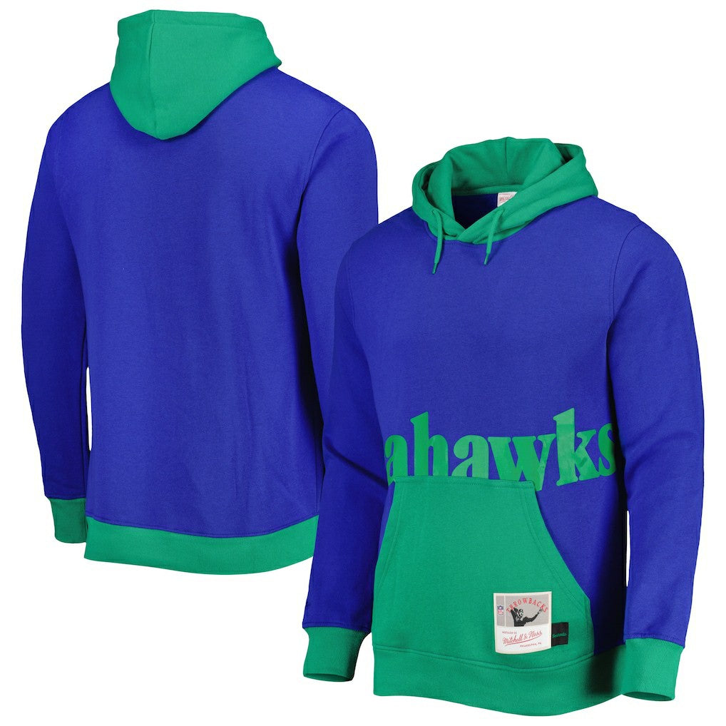 Seattle Seahawks Big Face 5.0 Pullover Hoodie - Royal - Mitchell & Ness