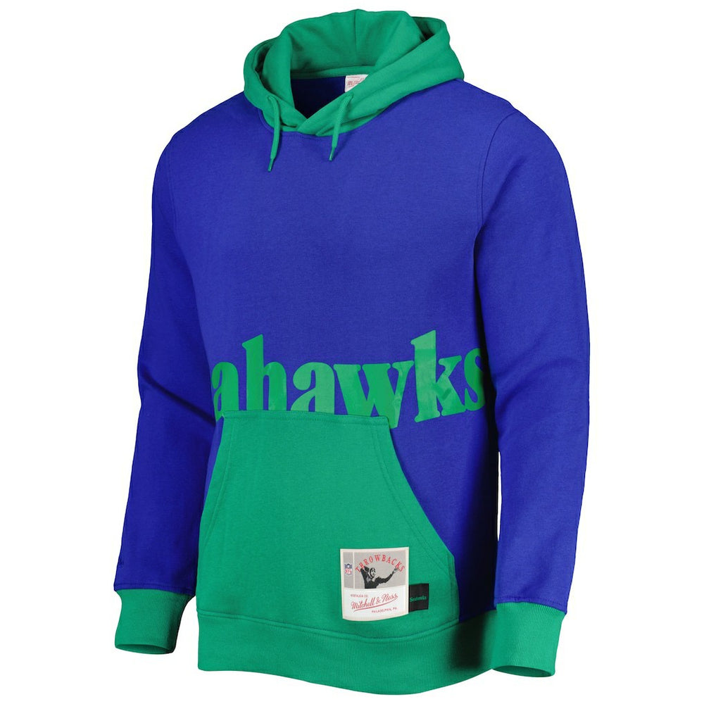 Seattle Seahawks Big Face 5.0 Pullover Hoodie - Royal - Mitchell & Ness