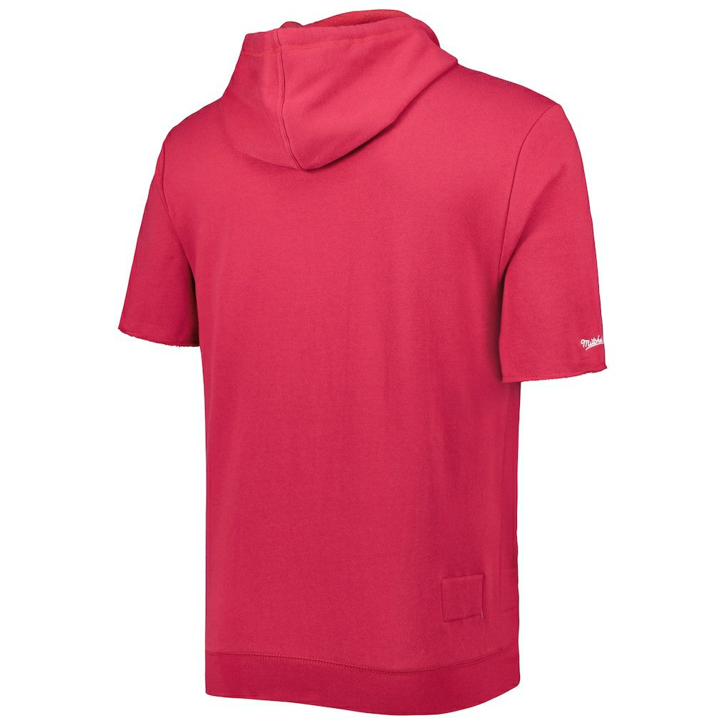 Arizona Cardinals Washed Short Sleeve Pullover Hoodie - Cardinal - Mitchell & Ness