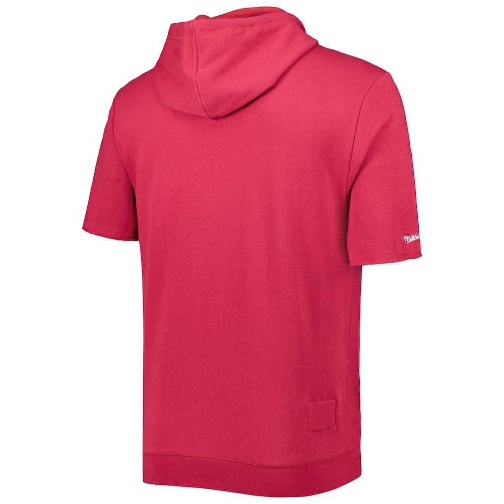 Arizona Cardinals Washed Short Sleeve Pullover Hoodie - Cardinal - Mitchell & Ness