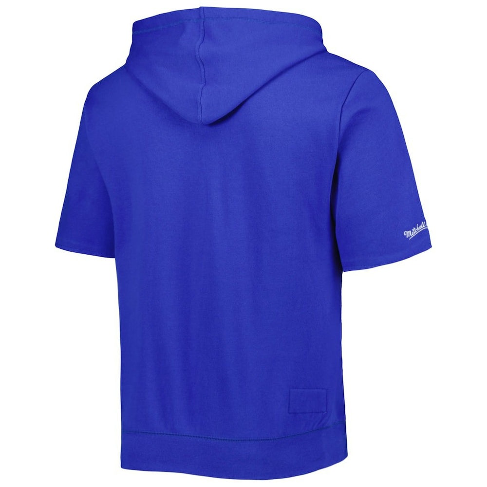 Buffalo Bills Washed Short Sleeve Pullover Hoodie - Royal - Mitchell & Ness