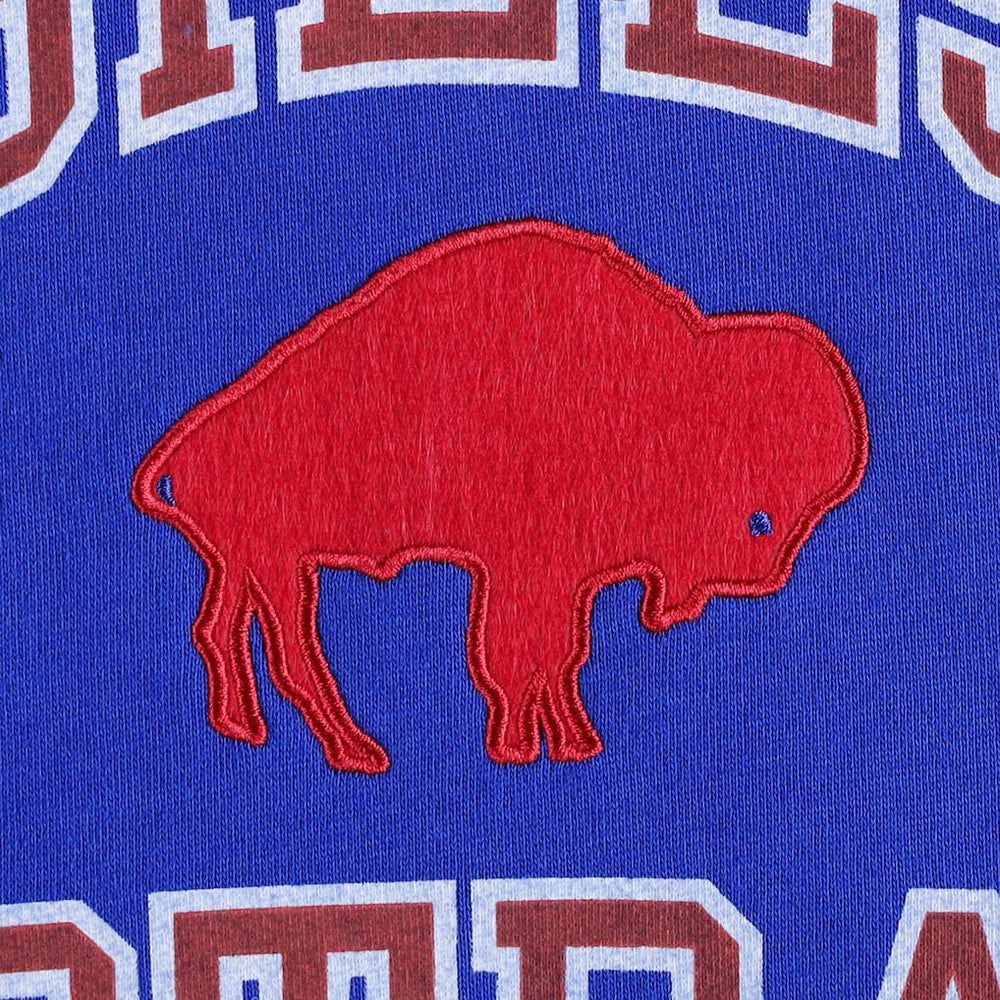 Buffalo Bills Washed Short Sleeve Pullover Hoodie - Royal - Mitchell & Ness