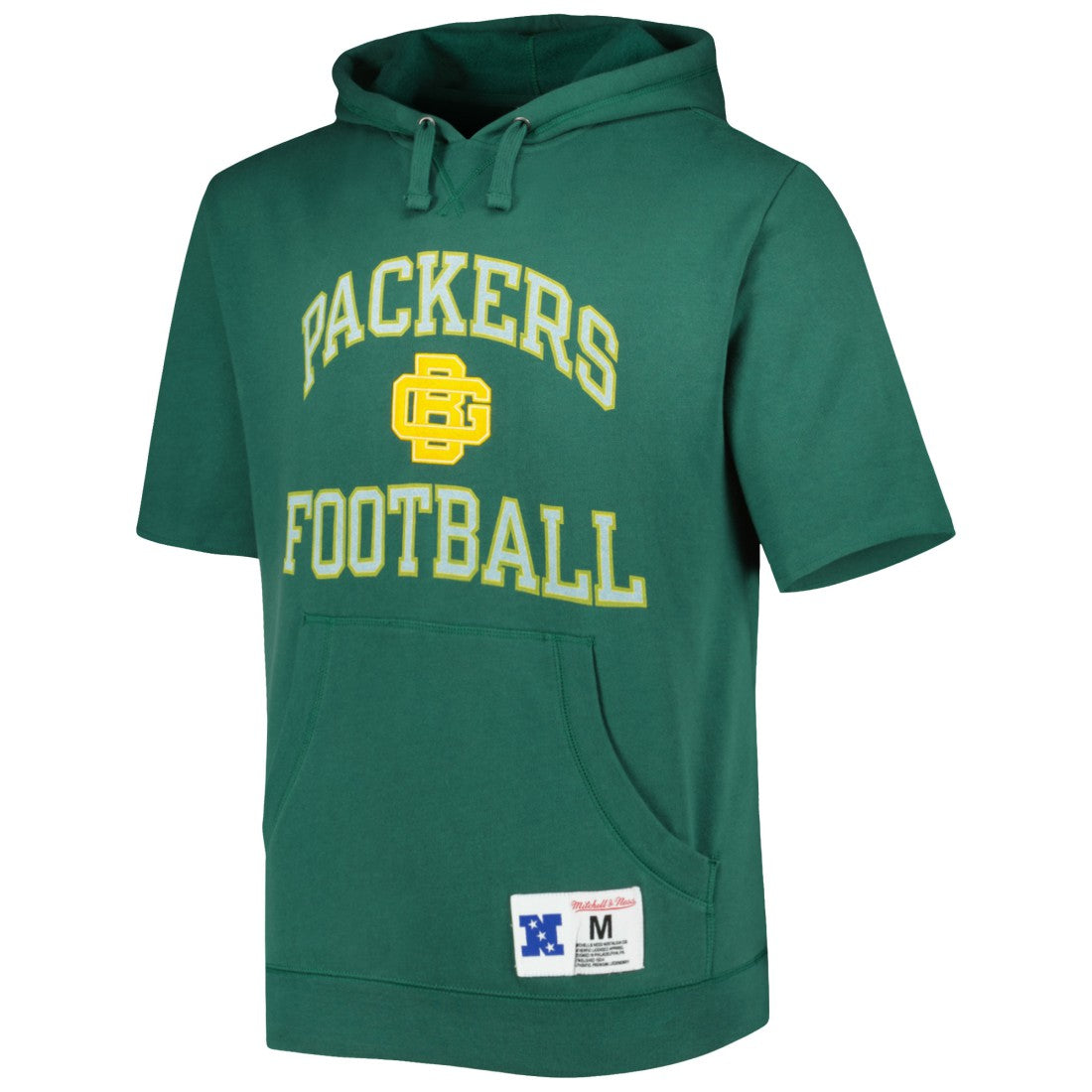 Green Bay Packers Washed Short Sleeve Pullover Hoodie - Green - Mitchell & Ness