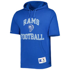 Los Angeles Rams Washed Short Sleeve Pullover Hoodie - Royal - Mitchell & Ness