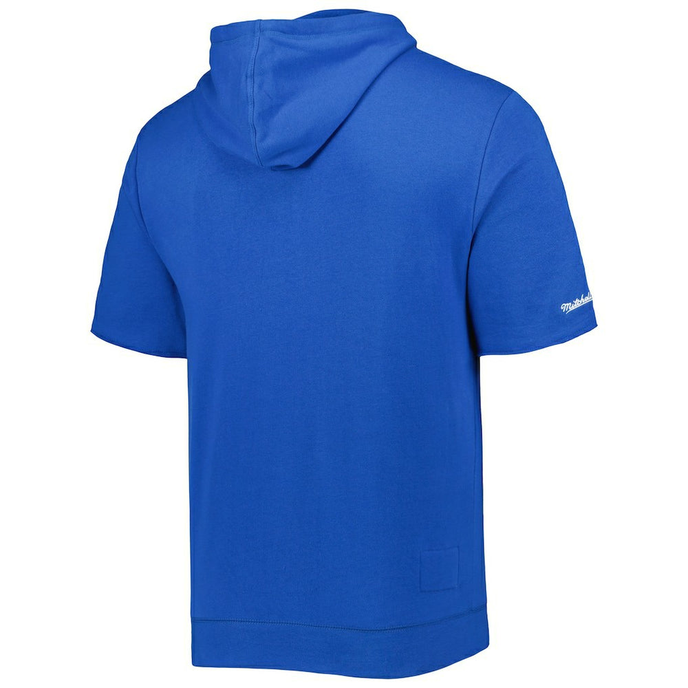 Los Angeles Rams Washed Short Sleeve Pullover Hoodie - Royal - Mitchell & Ness