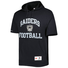 Las Vegas Raiders Washed Short Sleeve Pullover Hoodie - Black - Mitchell & Ness