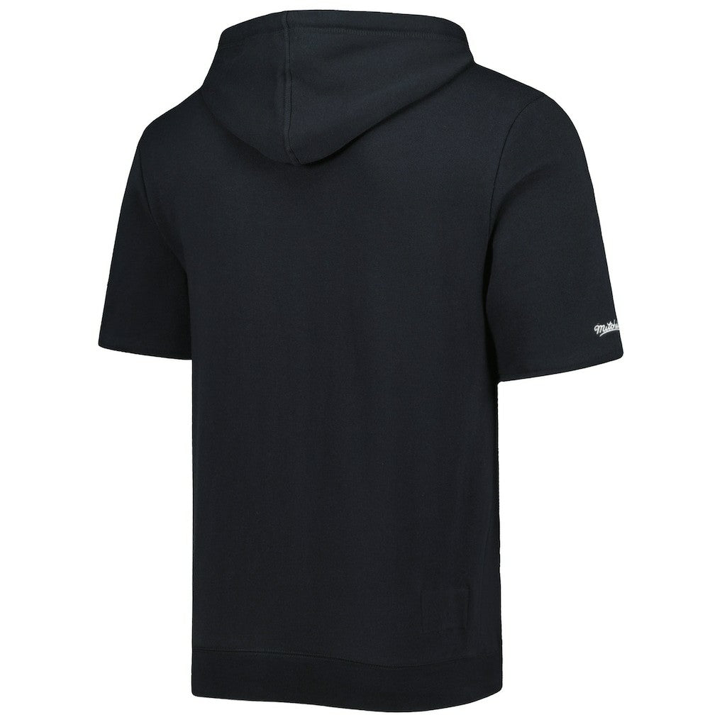 Pittsburgh Steelers Washed Short Sleeve Pullover Hoodie - Black - Mitchell & Ness