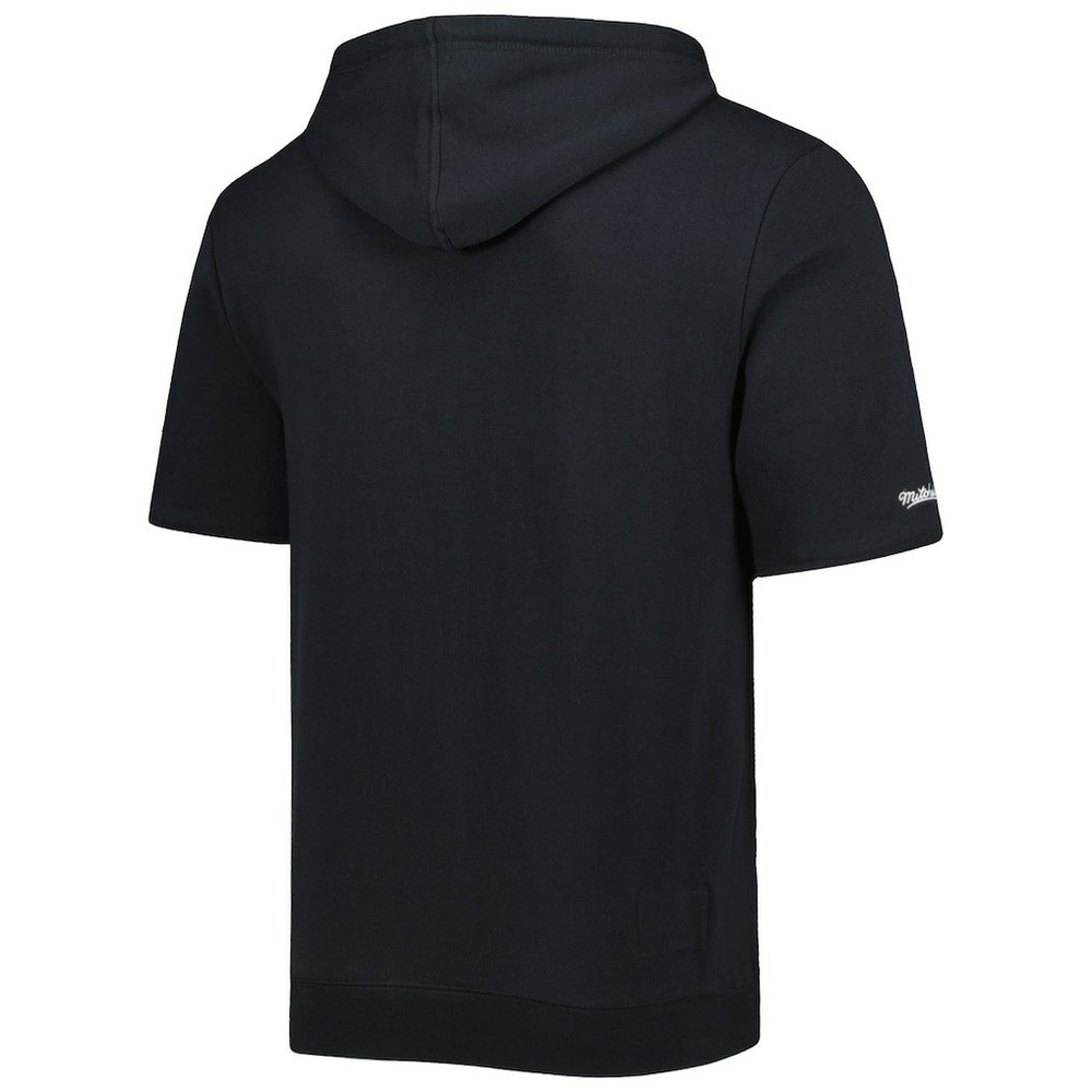 Pittsburgh Steelers Washed Short Sleeve Pullover Hoodie - Black - Mitchell & Ness