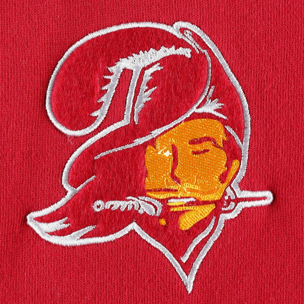 Tampa Bay Buccaneers Washed Short Sleeve Pullover Hoodie - Scarlet - Mitchell & Ness