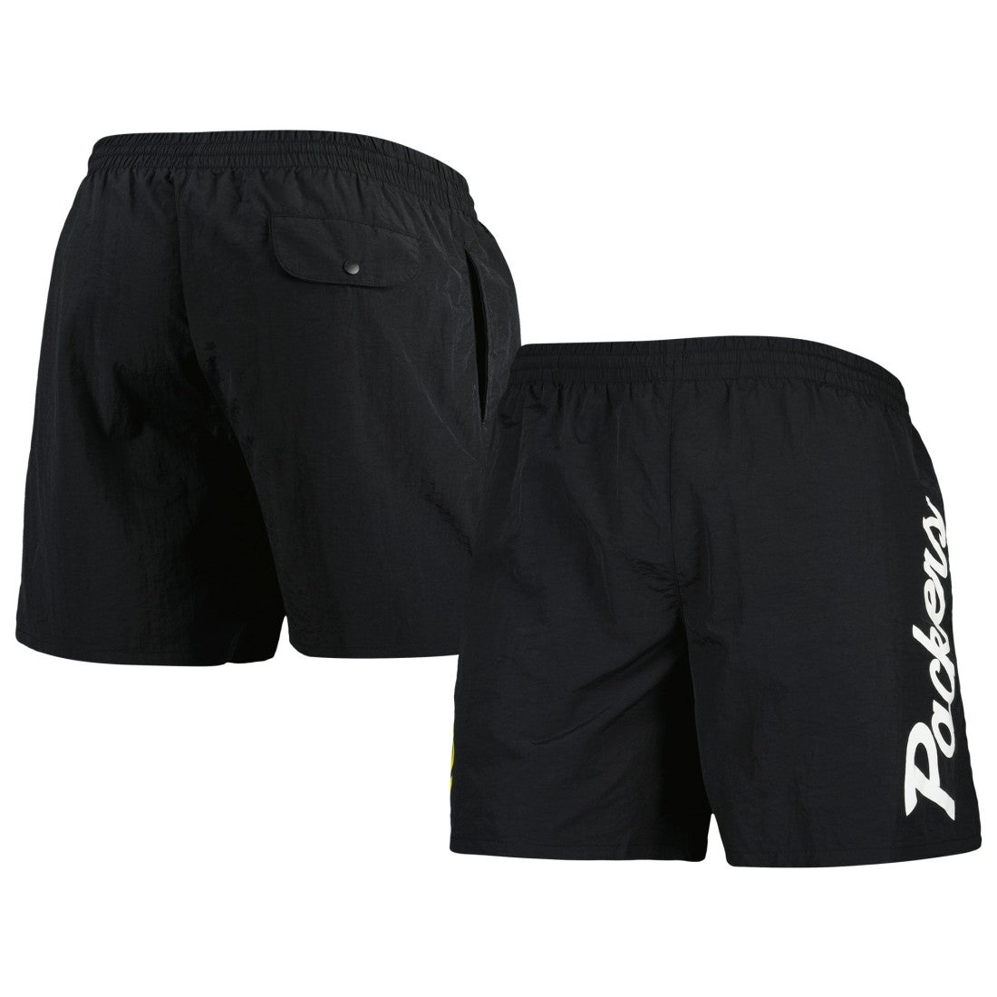Green Bay Packers Team Essentials Nylon Shorts - Black - Mitchell & Ness