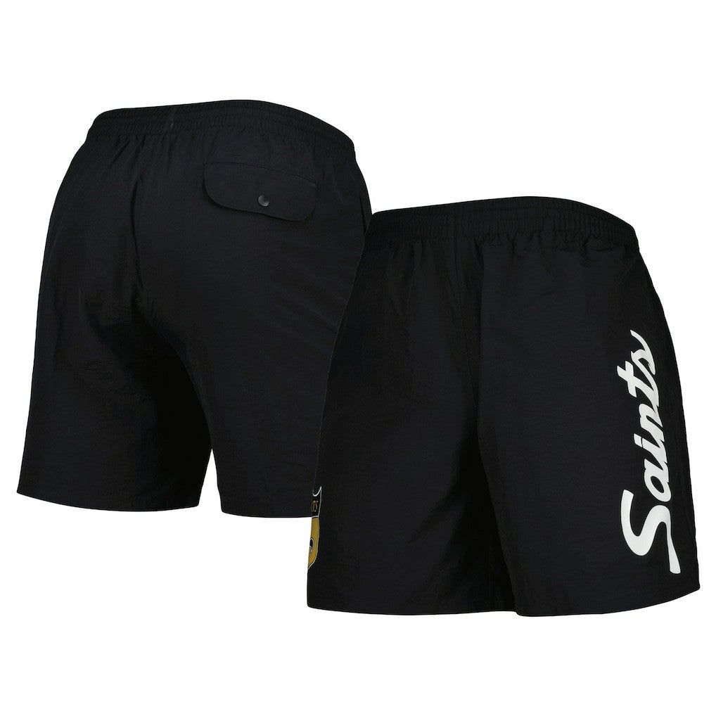 New Orleans Saints Team Essentials Nylon Shorts - Black - Mitchell & Ness