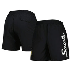 New Orleans Saints Team Essentials Nylon Shorts - Black - Mitchell & Ness