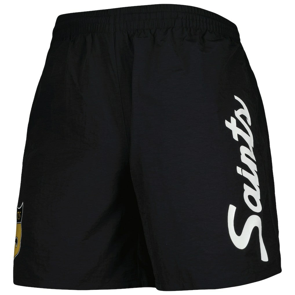 New Orleans Saints Team Essentials Nylon Shorts - Black - Mitchell & Ness