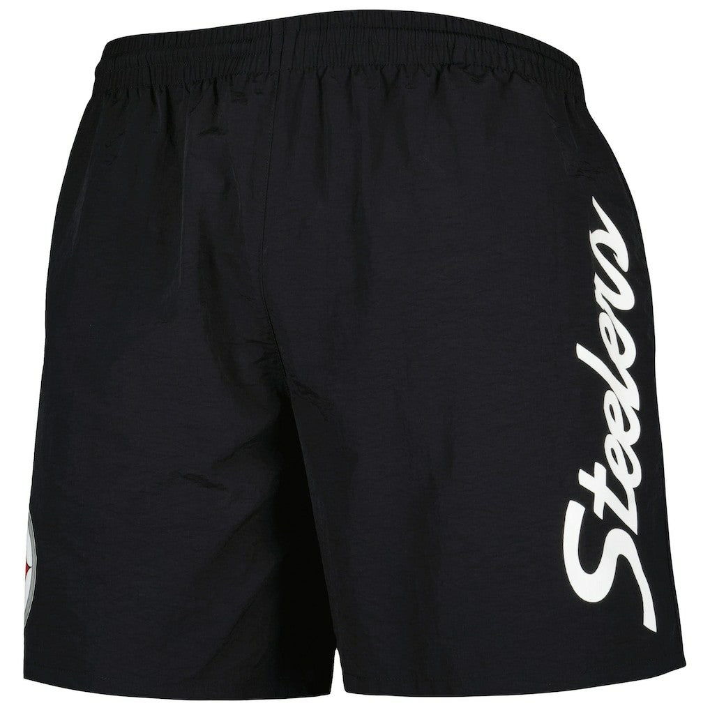 Pittsburgh Steelers Team Essentials Nylon Shorts - Black - Mitchell & Ness