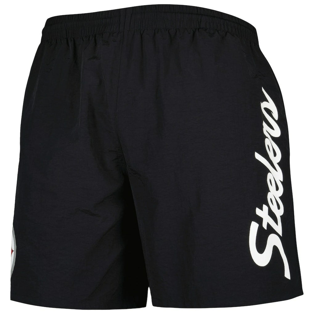 Pittsburgh Steelers Team Essentials Nylon Shorts - Black - Mitchell & Ness