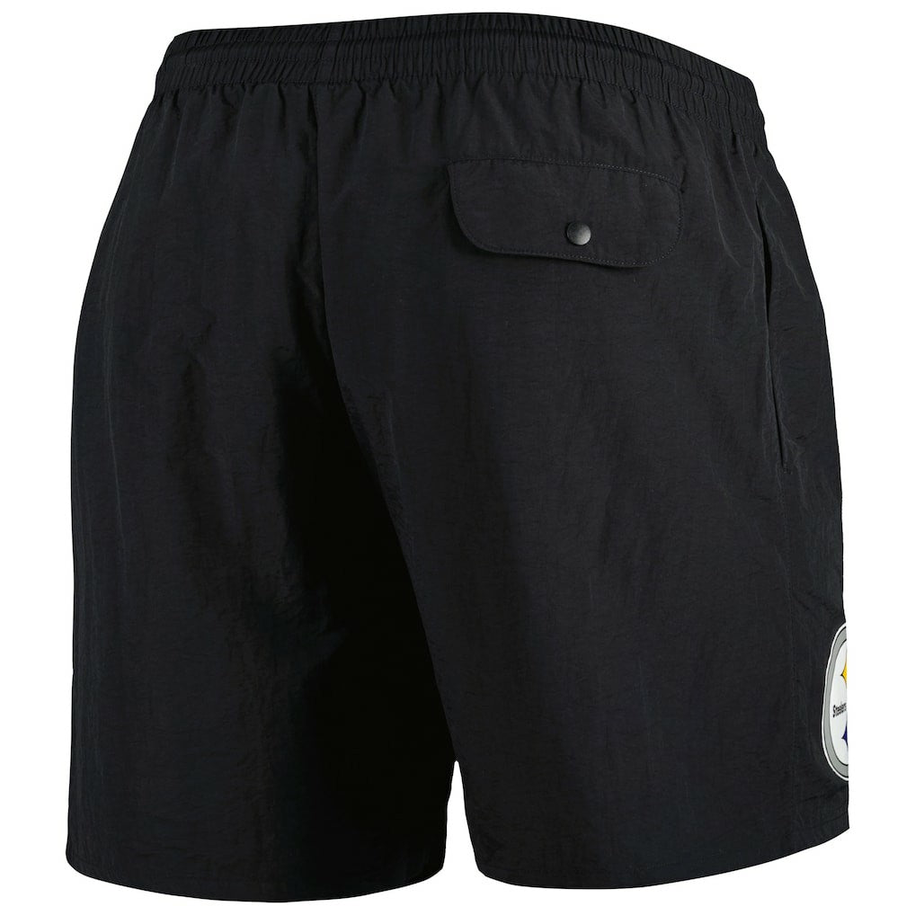 Pittsburgh Steelers Team Essentials Nylon Shorts - Black - Mitchell & Ness