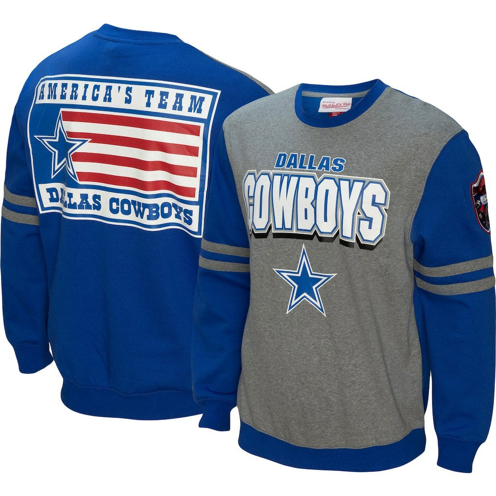 Dallas Cowboys All Over 2.0 Pullover Sweatshirt - Royal - Mitchell & Ness