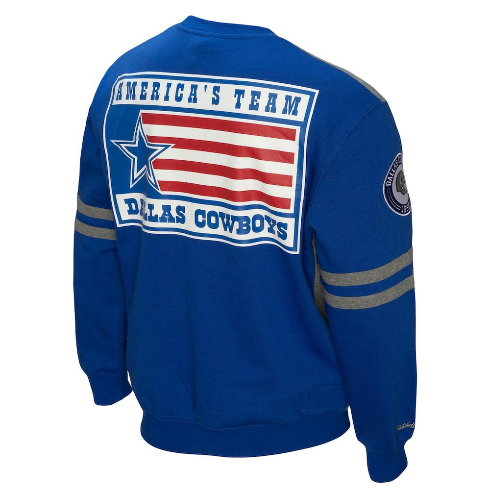 Dallas Cowboys All Over 2.0 Pullover Sweatshirt - Royal - Mitchell & Ness
