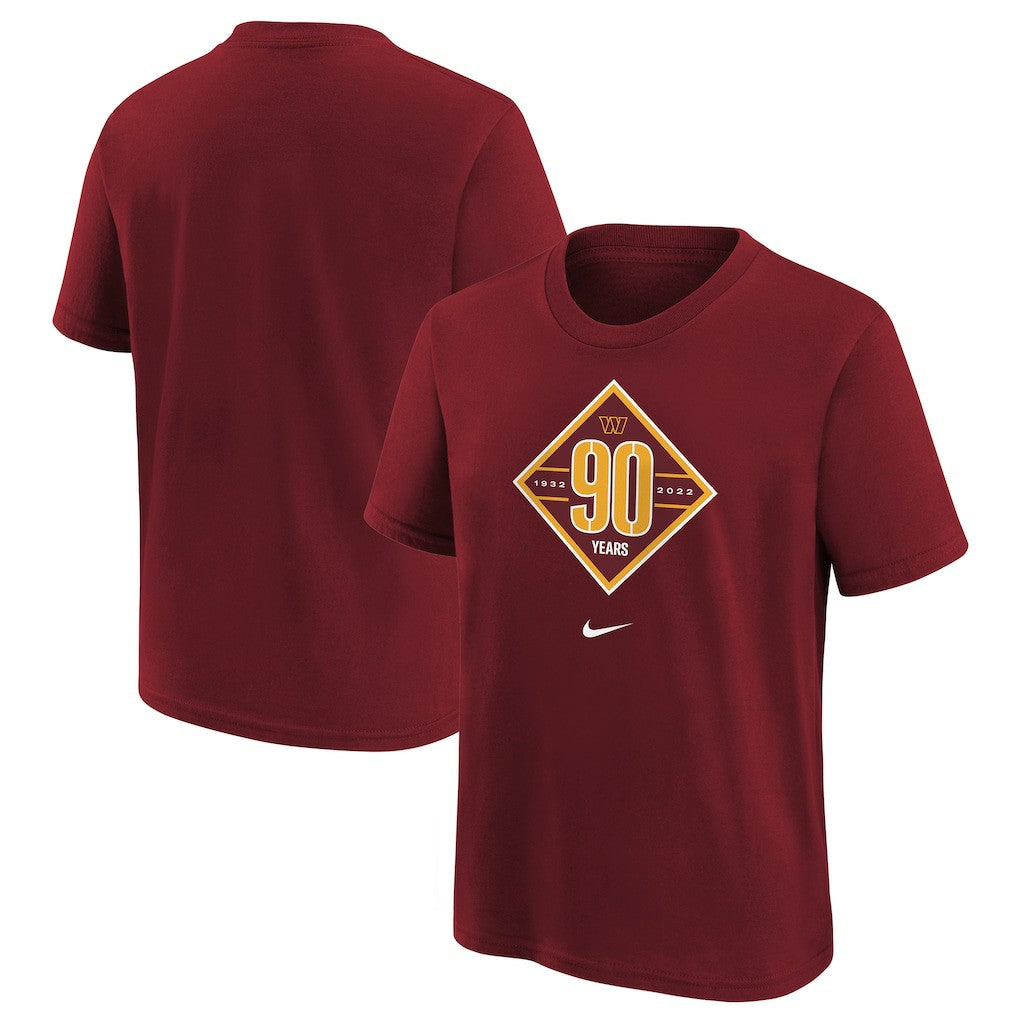 Washington Commanders Youth 90th Anniversary Logo T-Shirt - Burgundy - Nike