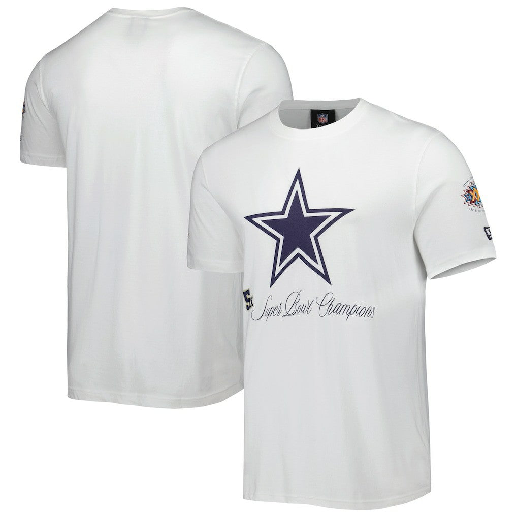 Dallas Cowboys New Era 5x Super Bowl Champions T-Shirt - White - NFL
