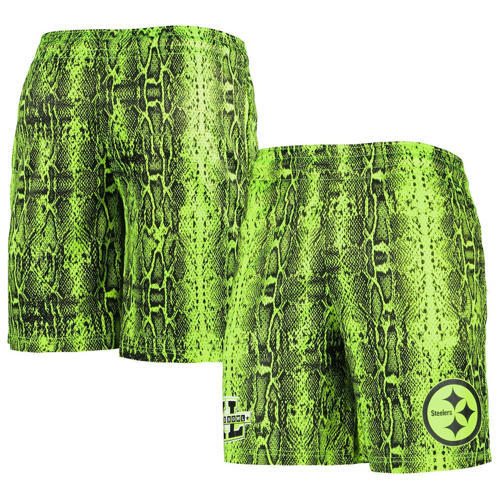Pittsburgh Steelers New Era Summer Pop Shorts - Neon Green - NFL