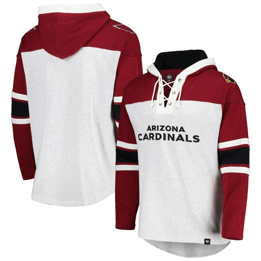 Arizona Cardinals '47 Gridiron Lace-Up Pullover Hoodie - Heather Gray - 47 brand
