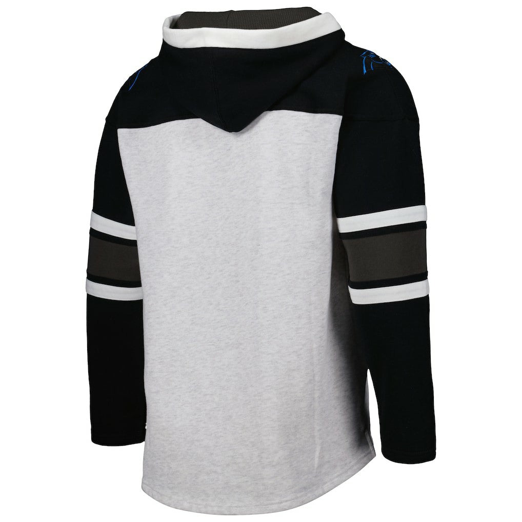 Carolina Panthers '47 Gridiron Lace-Up Pullover Hoodie - Heather Gray - 47 brand