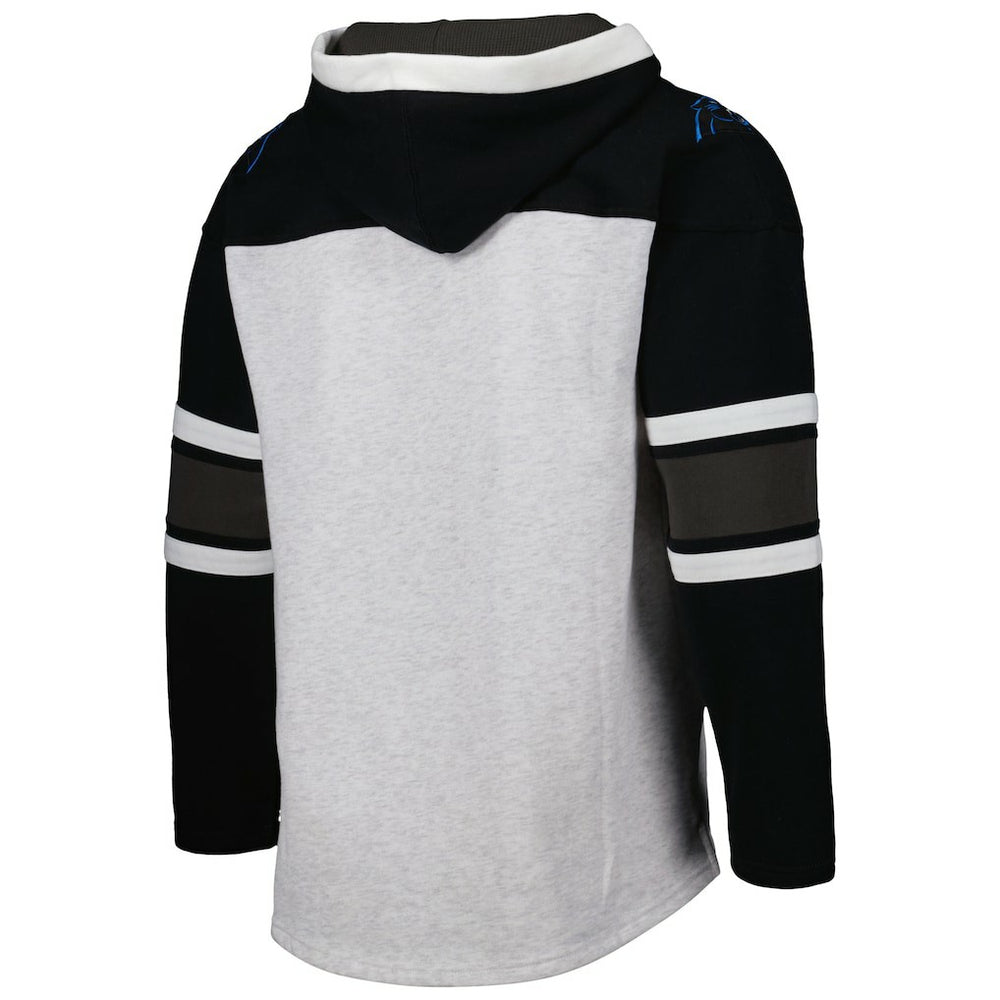 Carolina Panthers '47 Gridiron Lace-Up Pullover Hoodie - Heather Gray - 47 brand