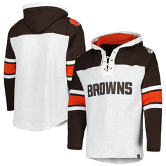Cleveland Browns '47 Gridiron Lace-Up Pullover Hoodie - Heather Gray - 47 brand